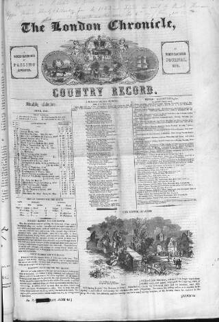 cover page of London Chronicle and Country Record published on June 4, 1853