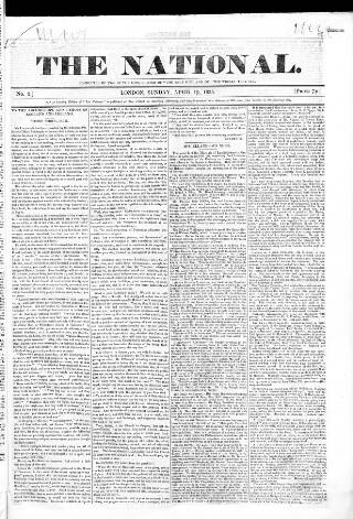 cover page of National published on April 19, 1835