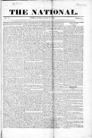 cover page of National published on June 21, 1835