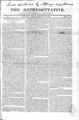 cover page of Representative 1822 published on December 15, 1822