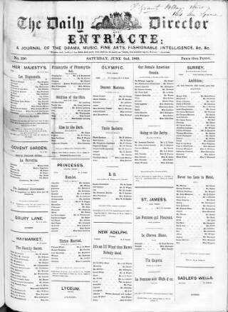 cover page of Daily Director and Entr'acte published on June 2, 1860