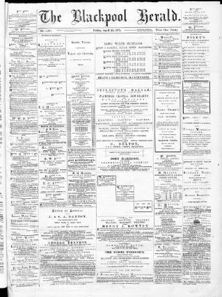 cover page of Blackpool Gazette & Herald published on April 23, 1875