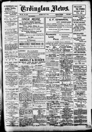 cover page of Erdington News published on May 25, 1912