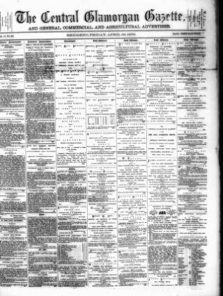 cover page of Central Glamorgan Gazette published on April 26, 1878