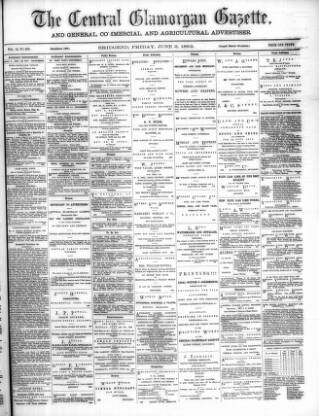 cover page of Central Glamorgan Gazette published on June 2, 1882