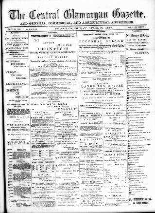cover page of Central Glamorgan Gazette published on April 27, 1888