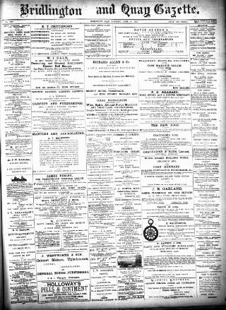 cover page of Bridlington and Quay Gazette published on April 27, 1895