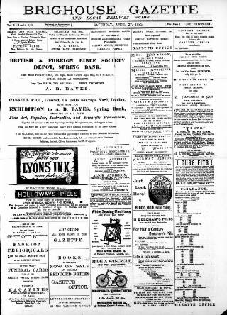 cover page of Brighouse & Rastrick Gazette published on April 27, 1895