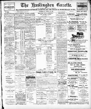 cover page of Haslingden Gazette published on April 29, 1905