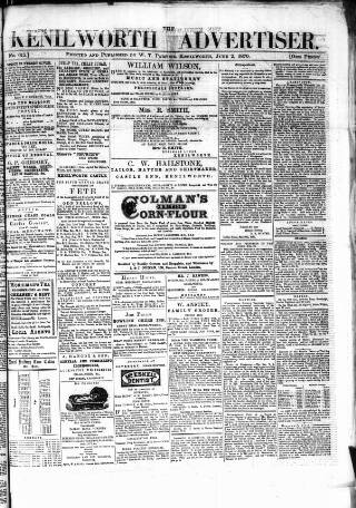 cover page of Kenilworth Advertiser published on June 2, 1870