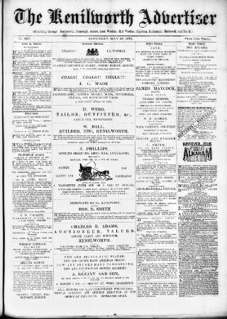 cover page of Kenilworth Advertiser published on May 25, 1878