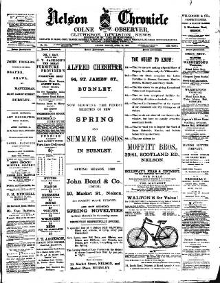 cover page of Nelson Chronicle, Colne Observer and Clitheroe Division News published on April 28, 1893