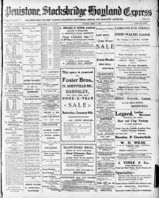 cover page of Penistone, Stocksbridge and Hoyland Express published on March 5, 1904