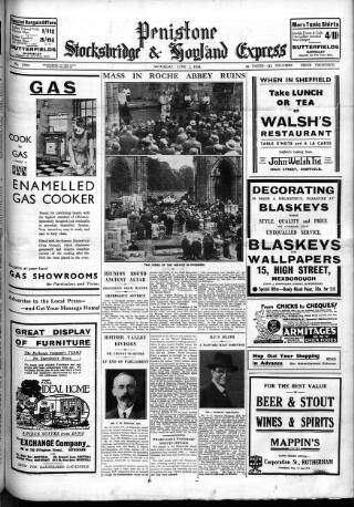 cover page of Penistone, Stocksbridge and Hoyland Express published on June 2, 1934