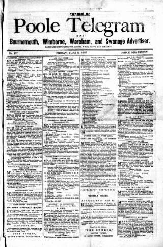 cover page of Poole Telegram published on June 2, 1882