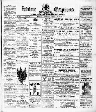 cover page of Irvine Express published on April 30, 1886