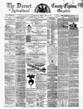 cover page of Dorset County Express and Agricultural Gazette published on April 28, 1868