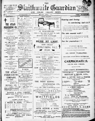 cover page of Colne Valley Guardian published on June 2, 1899