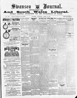 cover page of Swansea Journal and South Wales Liberal published on April 14, 1900