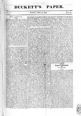 cover page of Duckett's Dispatch published on April 26, 1818
