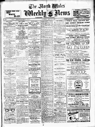 cover page of North Wales Weekly News published on April 25, 1918