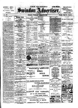 cover page of Swindon Advertiser published on March 28, 1901