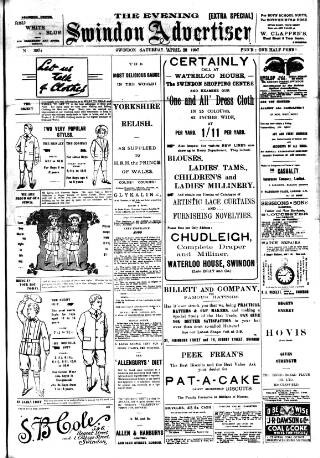 cover page of Swindon Advertiser published on April 20, 1907