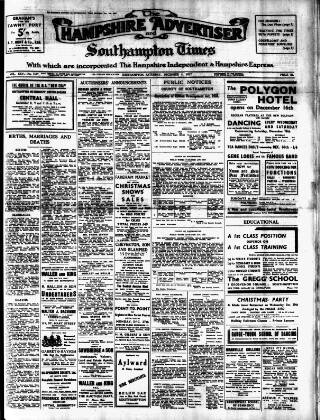 cover page of Hampshire Advertiser published on December 4, 1937