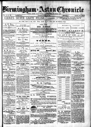 cover page of Birmingham & Aston Chronicle published on April 25, 1885