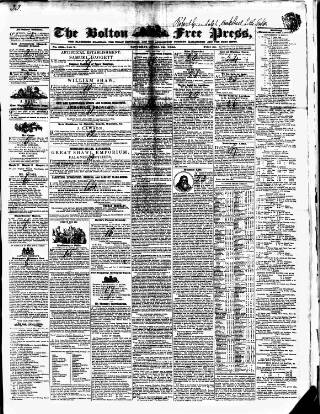 cover page of Bolton Free Press published on April 26, 1845