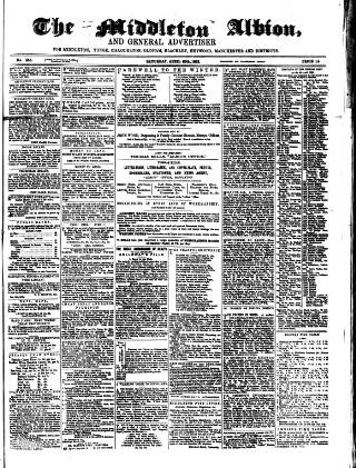 cover page of Middleton Albion published on April 26, 1862