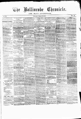 cover page of Ballinrobe Chronicle and Mayo Advertiser published on January 23, 1875