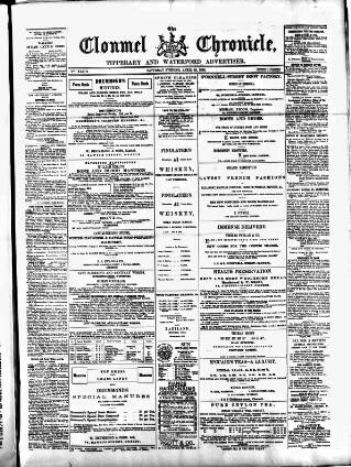 cover page of Clonmel Chronicle published on April 25, 1896