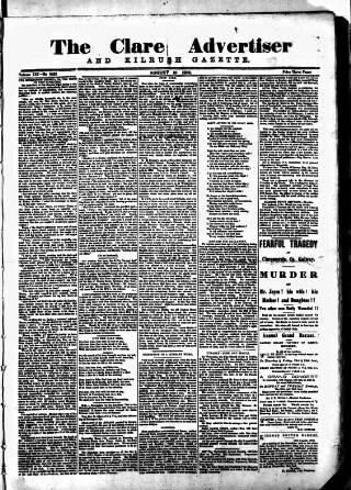 cover page of Clare Advertiser and Kilrush Gazette published on August 19, 1882