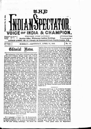 cover page of Voice of India published on April 28, 1906