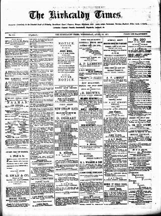 cover page of Kirkcaldy Times published on April 16, 1879