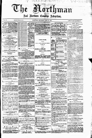 cover page of Northman and Northern Counties Advertiser published on April 25, 1885