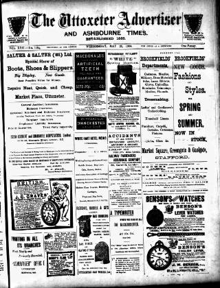 cover page of Uttoxeter Advertiser and Ashbourne Times published on May 25, 1904
