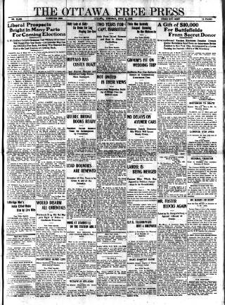 cover page of Ottawa Free Press published on June 2, 1908