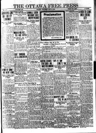 cover page of Ottawa Free Press published on May 19, 1910
