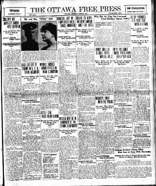 cover page of Ottawa Free Press published on June 3, 1912