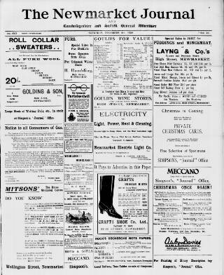 cover page of Newmarket Journal published on December 4, 1926
