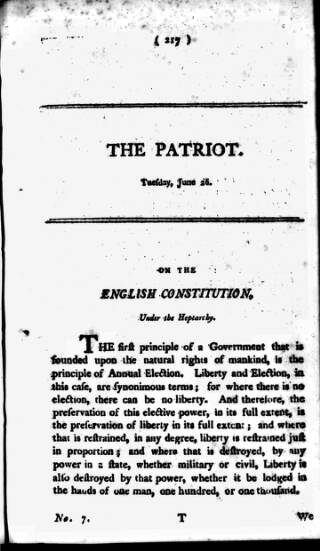 cover page of Patriot 1792 published on June 26, 1792