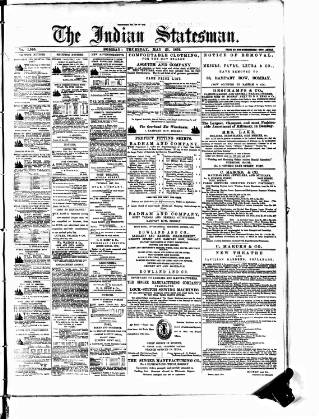 cover page of Indian Statesman published on May 25, 1876