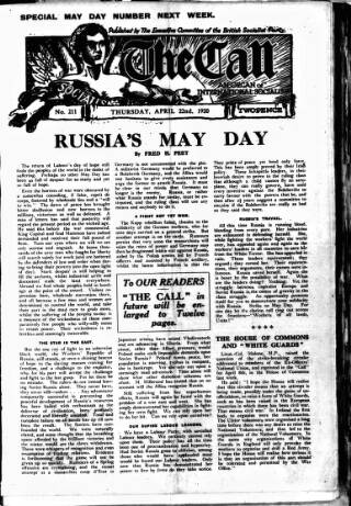 cover page of Call (London) published on April 22, 1920