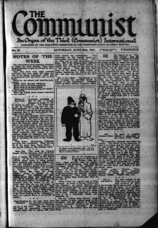 cover page of Communist (London) published on June 25, 1921