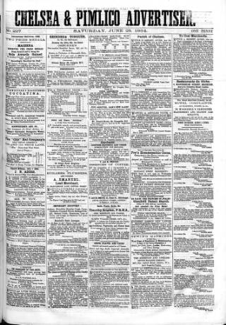 cover page of Chelsea & Pimlico Advertiser published on June 25, 1864