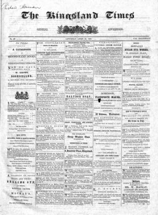 cover page of Kingsland Times and General Advertiser published on April 20, 1861
