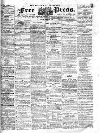 cover page of Borough of Greenwich Free Press published on May 25, 1861