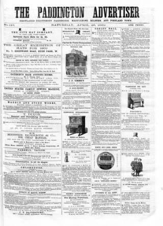 cover page of Paddington Advertiser published on April 26, 1862